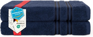 HAMMETEX Duschtuch 2er Set Badetücher 70x140 cm, 100% Baumwolle, Weich & Saugstark, Frottier (Set, 2-St), mit Bordüre, einfarbig, weich