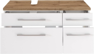 Waschbeckenunterschrank 'Davos', Weiß-Wotan Eiche