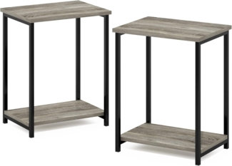 Furinno Beistelltisch mit Metallrahmen, Holzwerkstoff, französische Eiche, 2er-Pack