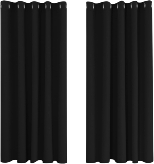 Deconovo Verdunkelungsvorhänge Vorhang Blickdicht Kälteschutzvorhang Blickdicht, 138x168 cm(HöhexBreite), Schwarz, 2er Set