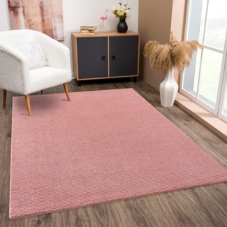 Teppich Wohnzimmer - Rosé - 80x150cm - Meliert Muster - Einfarbig - Hoch Tief Effekt - Kurzflor Weich Schlafzimmer Kinderzimmer Dekoration - Deko Teppiche