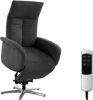 CAVADORE TV-Sessel Juba mit Akku / Pflegeleichter Fernsehsessel mit Aufstehhilfe + elektrisch verstellbarer Relaxfunktion / 2 E-Motoren / 75 x 112 x 82 / Soft Clean Bezug, Dunkelgrau