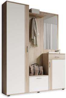 Garderobe PATENT Spiegel Sonoma Eiche und weiß 3-teilig