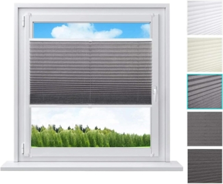 WOLTU Plissee ohne Bohren Klemmfix Faltrollo Jalousie Grau 100x130 cm (BxH), Plisseerollo Crushed Optik Sichtschutz und Sonnenschutz Easyfix lichtdurchlässig Rollo für Fenster & Tür