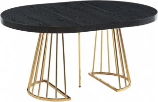 Vente-unique - Esstisch ausziehbar - 2 bis 12 Personen - MDF & Stahl - Schwarz & Goldfarben - FIRELA