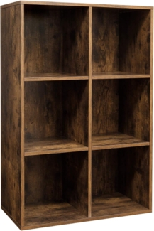 Vasagle Bücherschrank, Bücherregal, mit 6 Fächern, Büroregal, Würfelregal, Standregal, für Wohnzimmer, Schlafzimmer, Büro, Kinderzimmer, vintagebraun von Songmics LBC203BX