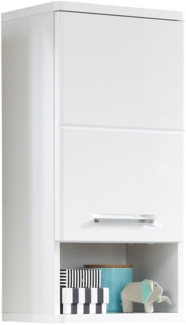 trendteam smart living Badezimmer Hängeschrank Wandschrank Monte, 37 x 76 x 28 cm Front: Weiß Hochglanz, Korpus: Weiß Melamin mit viel Stauraum