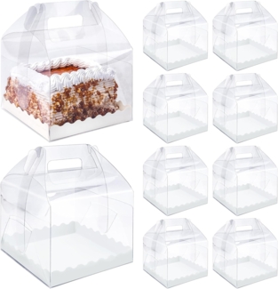 Belle Vous Kuchentransportbox BELLE VOUS 10x Transparente Kuchenbox - 16 x 9 x 9 cm Geschenkbox Set, Karton, (10-tlg)