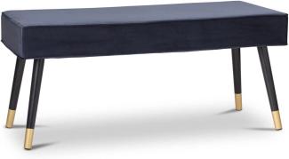LIFA LIVING Blaue Bank aus Samt, Luxuriöse Sitzbank für Schlafzimmer, Wohnzimmer & Flur, Polsterbank für den Innenbereich, Samt Pouf in 101 x 42 x 45 cm