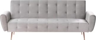 beliani 'SELNES' Schlafsofa, 3-Sitzer, Samtstoff, Grau, 85 x 84 x 212 cm