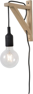 Lucide 08208/01/30 Fix Wall Wandleuchte E27 60 W Schwarz Helles Holz 19x3 2x22 cm