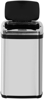 HOMCOM Mülleimer Edelstahl Automatik Sensor Abfalleimer, Schwarz+Silber 33 x 25 x 58 cm