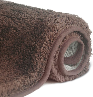 FCSDETAIL rutschfeste, Hochflor Badteppiche 60X90 cm, Maschinenwaschbare Badematte, Badvorleger mit Wasserabsorbierenden, Weichen Mikrofasern für Badewanne, Dusche und Badezimmer (Dunkelbraun)
