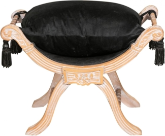 BISCOTTINI INTERNATIONAL ART TRADING Plätzchen Sitzhocker Fußhocker Sofa 76 x 48 x 56 cm | Elegante Schlafzimmerbank aus Stoff im französischen Stil