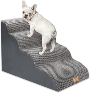 Nepfaivy Hundetreppe für Kleine Hunde 4-Stufig, Haustiertreppe für Bett und Sofa aus Hochdichtem Schwamm, Hunde Treppe Hunderampe mit Abnehmbarem, Waschbarem Bezug und Rutschfestem Boden, 75 x 50 x 40 cm