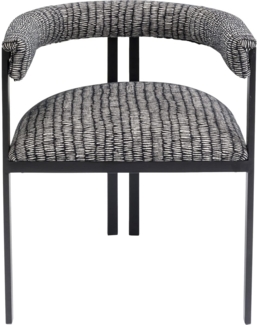 Kare Design Armlehnstuhl Paris, Schwarz/Weiß, Esszimmerstuhl, Polsterstuhl, Edelstahl Gestell, 54cm Sitzhöhe, 71x58x54 cm (H/B/T)