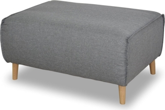 DOMO Collection Jules FK Hocker mit Federkern, Polsterhocker, Beistellhocker, Sitzhocker, Silber, 97 x 66 x 47 cm