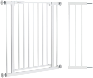 Hauck Treppenschutzgitter Türschutzgitter Open N Stop 2 inkl. 21 cm Verlängerung für Breiten 96-101 cm, ohne Bohren, Einhändiges Beidseitiges Öffnen, Manueller Schließmechanismus, Metall (White)