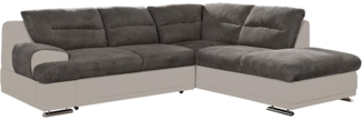 Mivano Ecksofa Coast / Große Sofagarnitur in L-Form mit Ottomane rechts / 264 x 88 x 217 / Materialmix: Braun/Beige