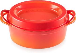 Le Creuset Bräter Doufeu oval 32 cm Ofenrot - Orange - 29 bis 32 cm