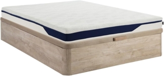Vente-unique - Bett-Set 160 x 200 cm Bettkasten natur hell + Matratze Memory-Schaum 7 Zonen, abnehmbar, H. 22 cm - FAGANI de YSMÉE