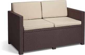 Allibert by Keter Gartenlounge Sofa Victoria, braun/taupe, 2-Sitzer, inkl. Sitz- und Rückenkissen, Kunststoff, flache Rattanoptik