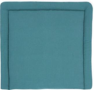 KraftKids Wickelauflage in Musselin nilblau, Wickelunterlage 75x70 cm (BxT), Wickelkissen