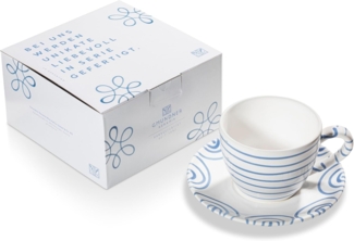 Gmundner Keramik Blaugeflammt, Teetasse Maxima mit Unterteller