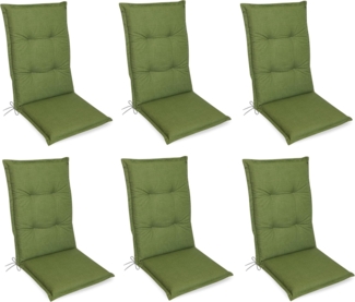 Gardissimo Hochlehnerauflage Premium grün 6 er Set Gartenstuhl Auflagen Kissen Polster Hochlehner, (Spar-Set, 6 St, 6 Auflagen), für Hochlehner-Stühle UV-beständig inkl. Bindebänder und Haltebänder