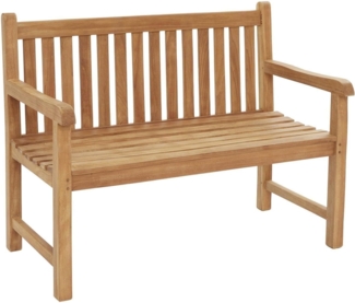 Outdoor Gartenbank KAMPEN, 2-Sitzer, Braun, Teakholz massiv, (1-St), B 120 x H 92 x T 55 cm