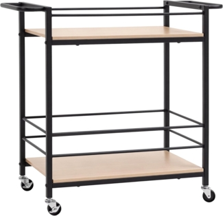 HOMCOM Servierwagen Küchenwagen mit 2 Ablagen, 4 Rollen, (Küchenrollwagen, 1 St, Rollwagen), Naturholz Stahl, 82 x 40 x 75cm