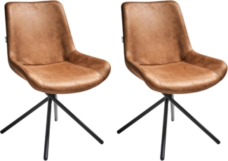 Esszimmerstuhl 2er Set HAILEY Kunstwildleder Goldbraun