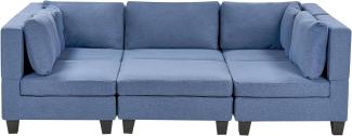 Beliani 'Unstad' Sofa, Blau, Leinenoptik, 72 x 76 x 228 cm, mit Ottomane, U-Form