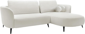 Vente-unique - Ecksofa mit Schlaffunktion - Ecke rechts - Bouclé-Stoff - Elfenbeinweiß - AREMIA