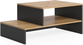 Vicco Couchtisch Goldkraft Eiche/Anthrazit 90x55 cm mit Regal, Amely