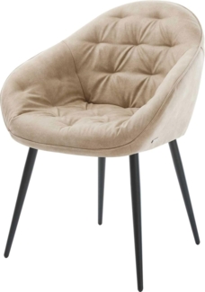 Esszimmerstuhl Gaio-Flex Mikrofaser Beige Vintage 4-Fuß konisch Schwarz