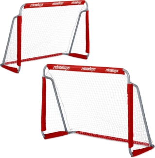 Relaxdays Fußballtor, 2er Set, Eisen, 110 x 150 x 75 cm, Rot