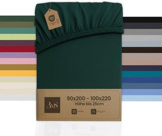 Jersey Spannbettlaken tannengrün 90x200 - 100x220 cm Höhe bis 25cm