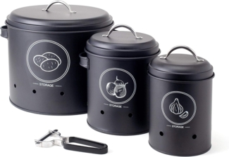 Hanseküche Vorratsdose Vorratsbehälter Set mit Sparschäler, Edelstahl, (3er Set, 3-tlg, Behälter groß, mittel und klein), inkl. Universal Sparschäler