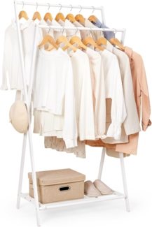 Yorbay Kleiderständer Bambus Garderobenständer Doppelstangen-Kleiderständer 86x45x160 cm, tragbarer Kleiderständer mit Oxford-Stoffständer an der Unterseite