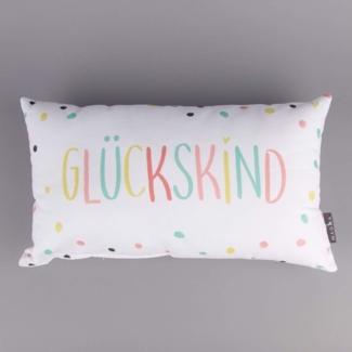 Dekokissen Sofakissen Wendekissen weiß Glückskind Punkte Tupfen 30x50 cm