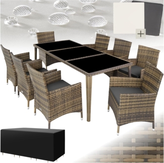 tectake Sitzgruppe Rattan Sitzgruppe, (Set, 9-tlg), mit Aluminiumgestell