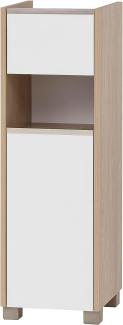 Schildmeyer Seitenschrank, Holzwerkstoff, Eiche hell Dekor/weiß matt, 30,2 x 33 x 94,7 cm