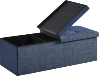 Zedelmaier Sitzbank mit Stauraum Sitzhocker Faltbar Truhen, Deckel Abnehmbar Marineblau