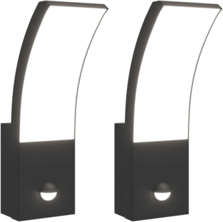 vidaXL LED-Außenwandleuchten mit Sensor 2 Stk. Schwarz Aludruckguss 4006263
