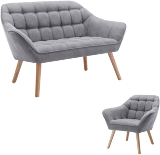 Vente-unique - Sofa 2-Sitzer & Sessel - Stoff - Grau - CASERTA