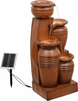 Teamson Home Gartenbrunnen mit 4 Ebenen mit LED braun 73 cm