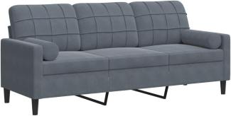 vidaXL 3-Sitzer-Sofa mit Zierkissen Dunkelgrau 180 cm Samt 3278230