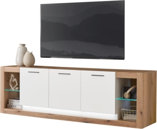 TV-Lowboard Rivian in weiß matt und Eiche 198 cm