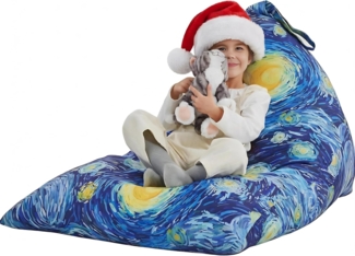 Nobildonna Sitzsack-Stuhlbezug für Kinder und Erwachsene, extra großer Sitzsack ohne Füllung, Plüschtierhalter und Organizer, Premium-Segeltuch, 250 l (Sternennacht)